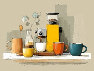 並んだカップと朝の光/Morning Cups