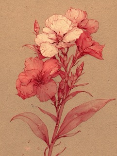 赤く色づく一枝の花/Reddish Flower
